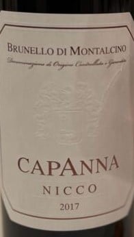 Capanna Brunello di Montalcino Nicco 2017 750ml