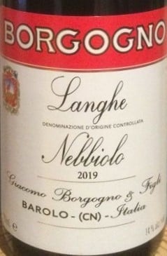 Giacomo Borgogno & Figli  Langhe Nebbiolo 2019 750ml