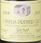 Jean et Sebastien Dauvissat  Sechet Chablis Premier Cru 2018 750ml