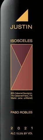 Justin Vineyards Isosceles 2021 750ml
