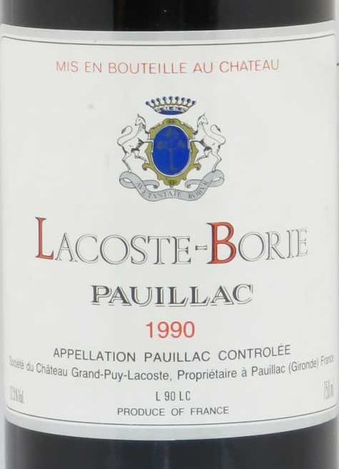 Chateau Grand-Puy-Lacoste 'Lacoste-Borie' 1990 750ml