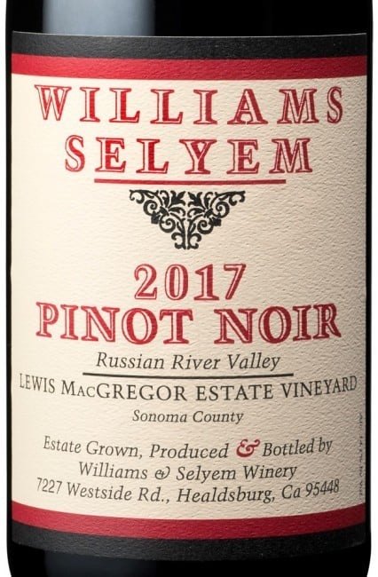 Williams Selyem Lewis MacGregor Estate Vineyard Russian River Valley Pinot Noir 2017 750ml