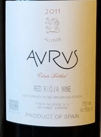 Finca Allende Aurusb Rioja 2011 750ml