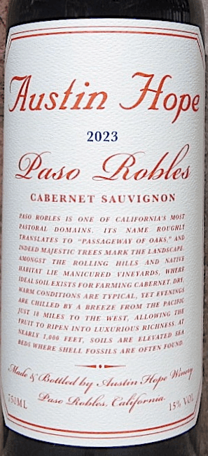 Austin Hope Cabernet Sauvignon 2023 1L